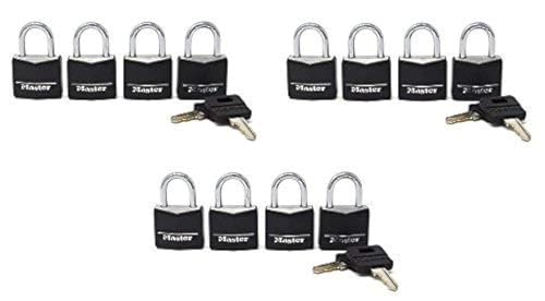 Image of Master Lock Black Outdoor Key Lock, Standard Weather Resistant Padlock with Cover, Keyed Alike Padlocks for Lockers, Fences, Sheds, or Other Equipment, 4 Count, 131Q (Pack of 16)