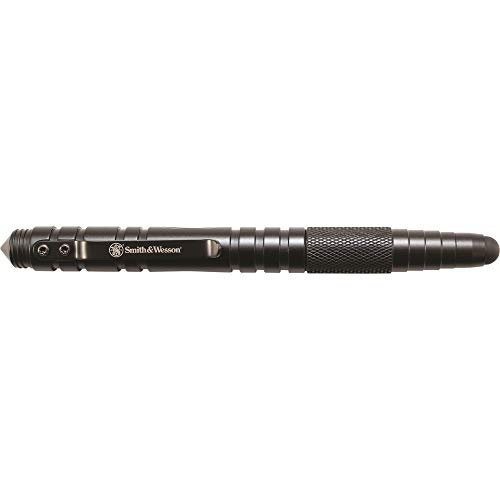 Smith & Wesson SWPEN3BK 5.4in Aircraft Aluminum Refillable Tactical Screw Cap Stylus Pen for Outdoor, Survival, Camping and EDC