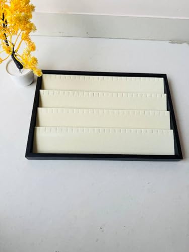 Image of Velvet Jewellry Drawer Organizer Stackable Tray (Wood, Wooden EaRing Cream)