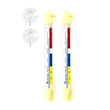 Lantelme 2 Stück Kühlschrankthermometer mit Saugnapf Set | Temperaturanzeige + - 40°C, 21cm lang, Ø 2cm | mit Öse, Saugkopf und Haken | Kühlschrank, Gefrierschrank, Analog Kunststoff Thermometer (2)