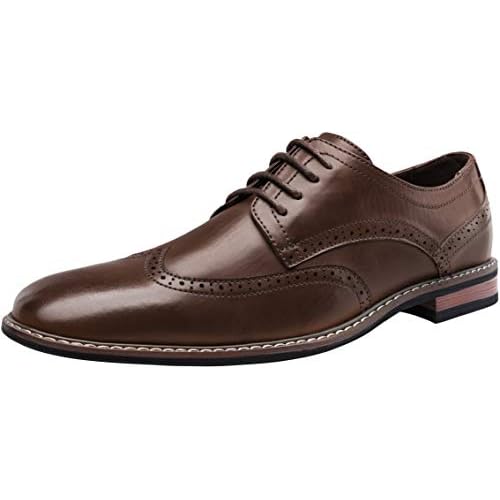 Jousen Men's Dress Cap Toe Shoes Wingtip Brogue Oxfords for Men Business Formal Derby Shoes
