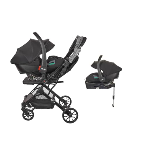 Nania Myla - Passeggino combinato 2 in 1 da 0 a 4 anni (22 kg max) con seggiolino auto Rimini Nania 40-87 cm (0-13 kg) + base isofix-protezione laterale con inserto di comfort