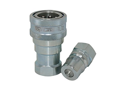 Image of TL72 1 /2 inch NPT Thread Hydraulic Coupler Set ISO 7241-B 1 /2 body Poppet Bobcat Skid Steer Coupling with Dust Caps