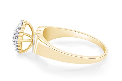 Round Cut White Natural Diamond Accent Cluster Engagement Ring For Women In 14k Gold Plated 925 Sterling Silver (Clarity : I2-I3, Color : I-J, 0.03 Carat Cttw)4