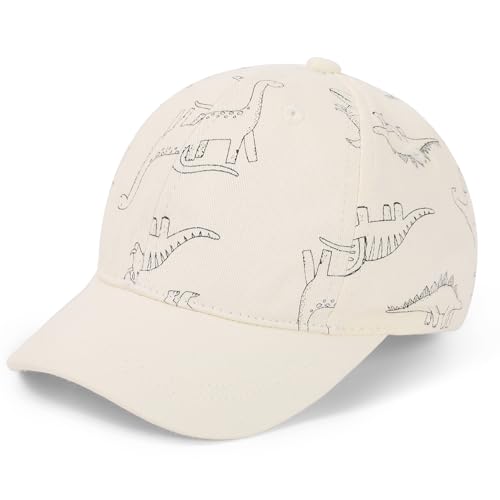 Urban Virgin Toddler Baseball Hat Baby Boys Cap Girls Adjustable Dinosaur Baseball Hats Kids Boy Caps Toddler Sun Hats White Dinosaur 4-7 T