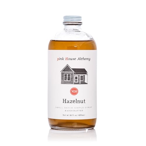 Image of Pink House Alchemy Hazelnut Simple Syrup, 16 oz, Handcrafted, All-Natural | Mixer for Coffee, Cocktails, Soda, Lemonade, Tea & Baking, Small Batch