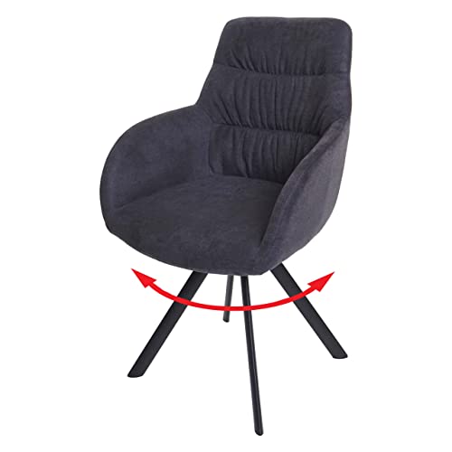 Mendler HWC-J69 Silla de comedor con reposabrazos giratoria para coche terciopelo color gris