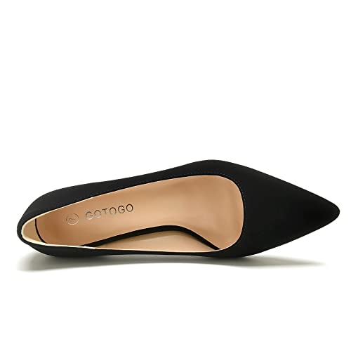 Gotogo Women's Chunky Low Block Heel Pointed Toe Pumps Dress Shoes For Women（Black Nubuck,11） #TOP5