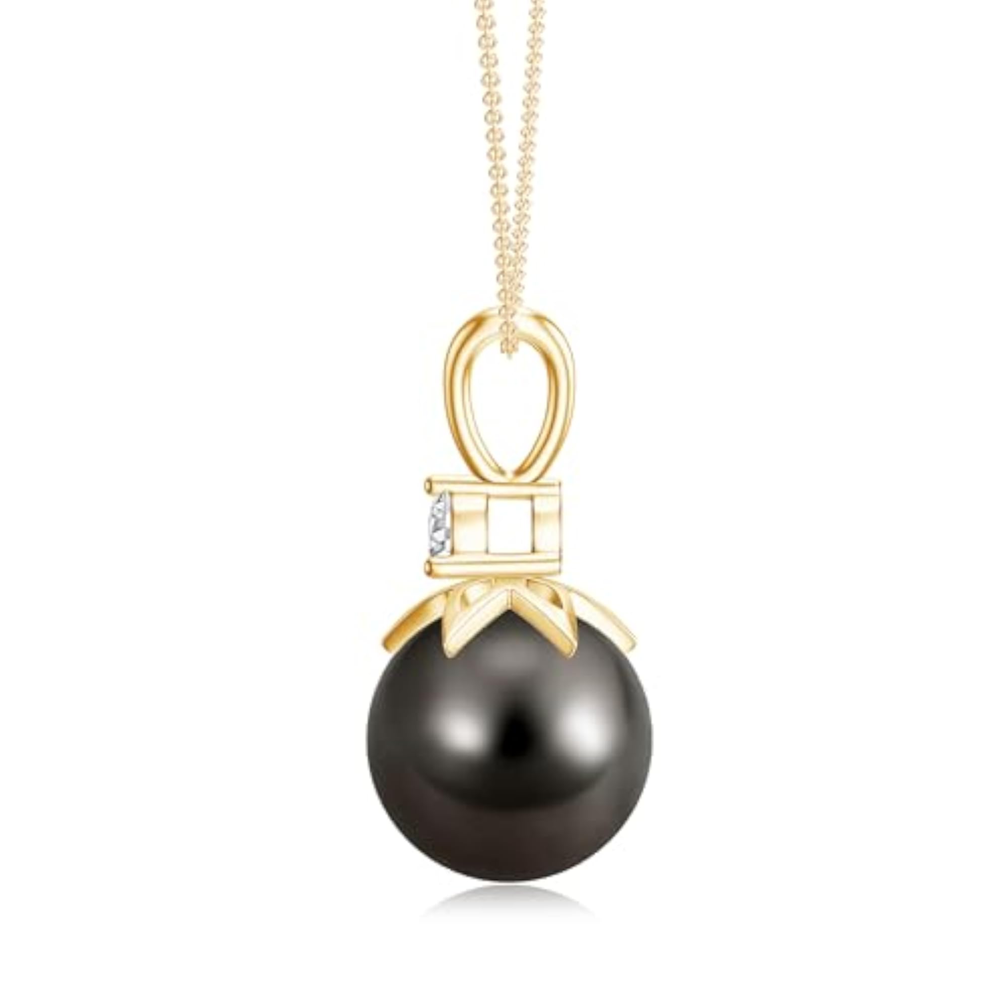 Women's Tahitian Pearl Pendant Necklace with Moissanite