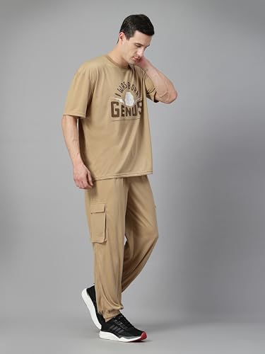 Image of CHKOKKO Men Printed Casual Summer Wear Coords Stylish Gents Cord Set Half Sleeves Co Ord Track Suit Round Neck Western Co-ord Set