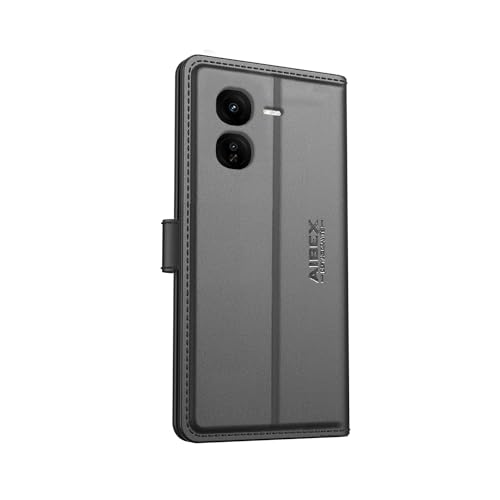 Image of AIBEX Compatible for IQOO Z9x 5G Flip Cover Leather Finish with Magnatic Closure | Inside TPU with Card Pockets | Wallet Stand | Complete Protection Flip Case -Black