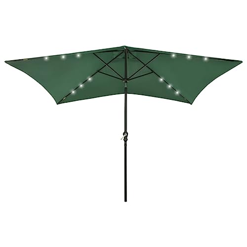 Parasol inclinable 2x3m vert avec LED CLSDRZC pour grand jardin et grand balcon