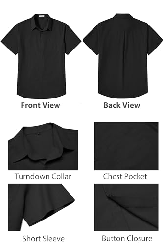 Image of COOFANDY Men's Button Down Short Sleeve Shirt Casual Cotton Summer Beach Wedding Linen Shirts with Pocket