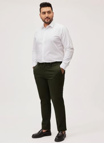 Image of Plus Size Men Stretchable Chino Pants Pure Cotton Casual Trousers for Men