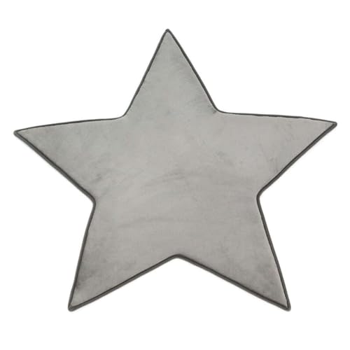 MonBeauTapis Tapis en Forme d'Étoile Gris Extra Doux Antidérapant Flanelle Polyester 90 x 90 cm