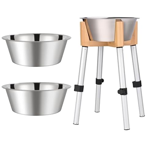 URBUDDIES 1.1 Gallon Elevated Dog Bowl with 2 Replacement Bowls Cover