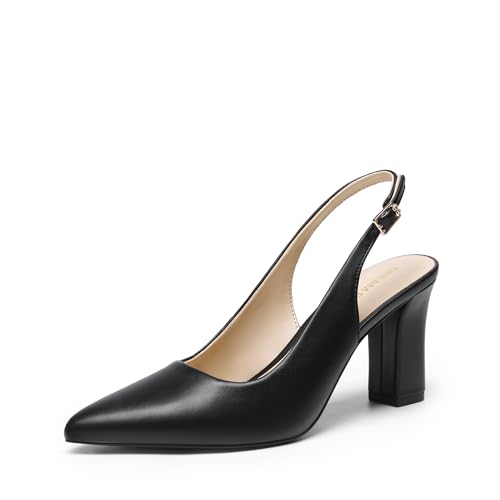 Dream Pairs DREAM PAIRS Womens Slingback High Chunky Heels Pumps