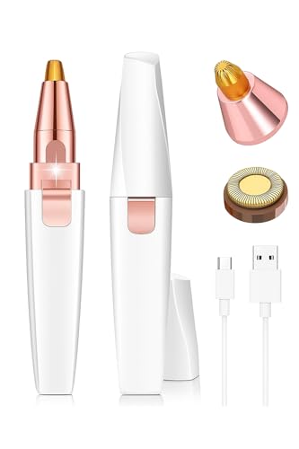 Facial Hair Removal Machine for Women – 2 in 1 Trimmer & Eyebrow Trimmer Pen, Upper Lip Hair Rem over for Women & Epilator – USB Rechargeable, Painless (White)