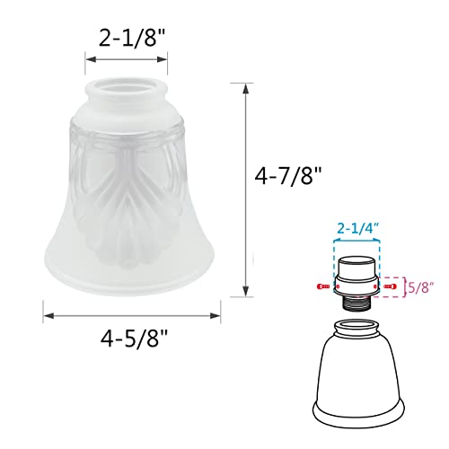 Image of Aspen Creative 23060-4A Transitional Clear & Sandblasted Bell Shape Ceiling Fan Glass Shade.2-1 /8 inchFitter.Size:4-5 /8 inchD x 4-7 /8 inchH.4Pcs /Pack