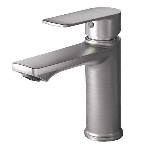 BELZ Bathroom Faucet Brushed Nickel, Tool-Free Modern Single Handle Sink Faucet, Spot-Resistant Single Hole Vanity Faucet, Pre-Installed 24" Lines, Faucet Only