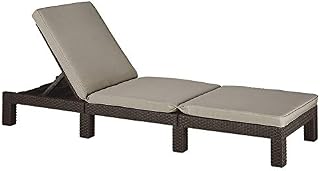 Allibert by Keter Daytona Sunlounger, Plastic, Brown with Taupe Cushion