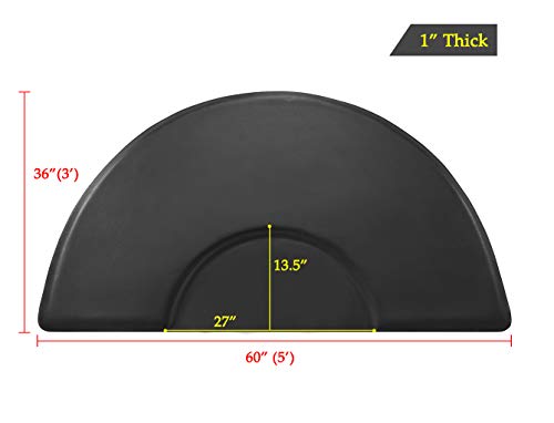 1 Inch Thick Barber Cutting Chair Salon Floor Mats For Beauty Hair Stylist Station Anti Fatigue (Black, 5 Ft × 3 Ft Ellipse) #TOP1
