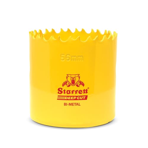 Image of Starrett Deep Cut Hole Saw - DCH056M Heavy Duty Bi-Metal with Extra Cobalt HSS Teeth - For Metals Wood Cast Iron Fibreglass Plastic Materials - 56mm Multiple attribute values: