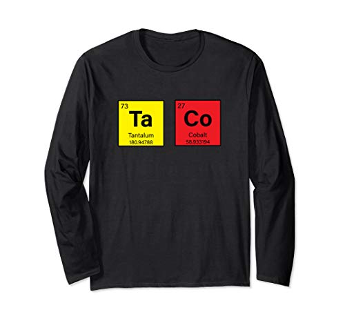 Taco Tuesday Taco Burrito Mexican Food Periodic Table Funny Long Sleeve T-Shirt