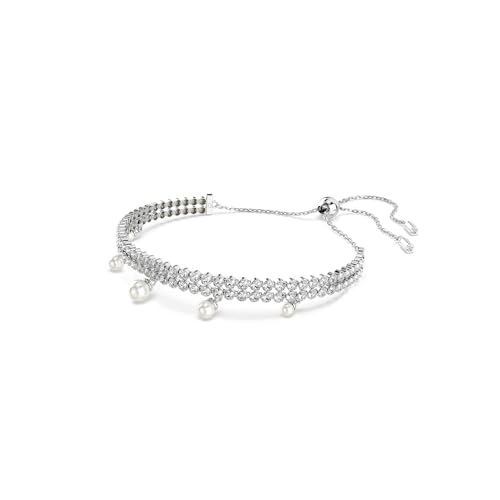Swarovski Ariana Grande x Crystal and Pearl Soft Bracelet in Rhodium Finish - Part of the Ariana Grande x Capsule Collection2