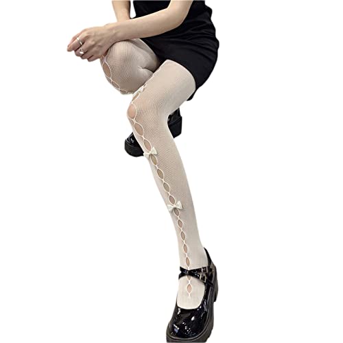 Women Lolita Tights with Bows Cute Mesh Hallow Harajuku Stockings 80S 90S Female Girls Gothic Lace Stockings Leggings4