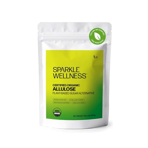 Sparkle Wellness Organic Allulose | A plant-based sugar alternative with zero glycemic impact | Keto-Friendly, Non-Glycemic, Plant-Based Sugar Substitute for Baking, Coffee, Cooking & Drinks