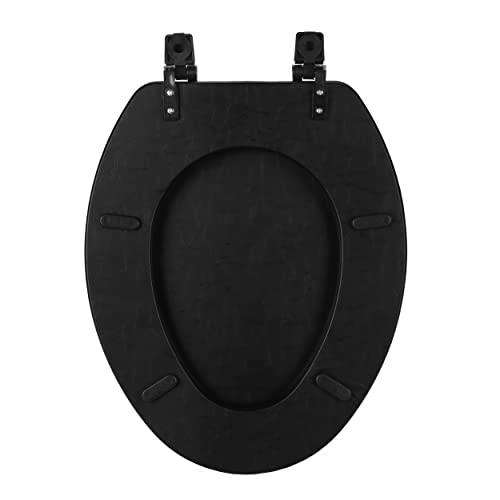 Soft Elongated Vinyl Toilet Seat, Black - 19 Inch Soft Vinyl Cover With Comfort Foam Cushioning - Fits All Elongated Size Fixtures - Easy To Install Fantasia By Achim Home Decor #TOP1