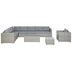 Polyrattan Lounge-Set für 8 Personen Hellgrau