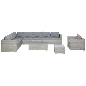 Polyrattan Lounge-Set für 8 Personen Hellgrau