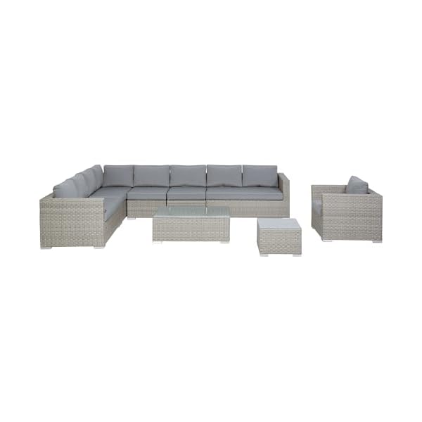 Polyrattan Lounge-Set für 8 Personen Hellgrau