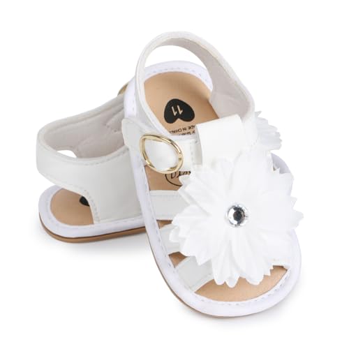 Image of HsdsBebe Baby Girls Sandals Bohemia Flower Bow Soft Sole Toddler First Walkers Beach Summer Shoes