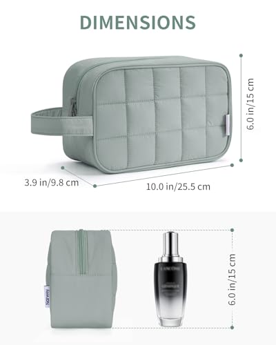 Image of Narwey Quilted Makeup Bag Puffy Make up Bag Cosmetic Bag Organizer, Puffer Travel Toiletry Bag for Traveling Women Girl, Travel Bag for Toiletries, Skincare Medicine Bags (Sage Green)