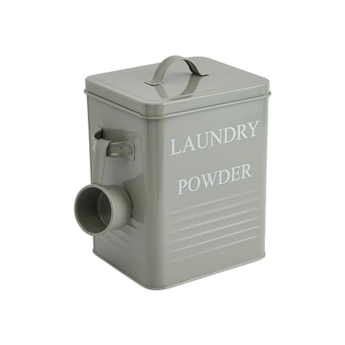 Bloomingville 3 Piece Grey Metal Laundry Powder Container with Lid & Scoop