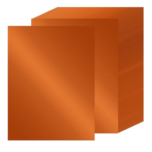 24 hojas de papel de cartulina metálico naranja de 8.5 x 11 pulgadas, 90 libras/250 g/m², papel de aluminio grueso, papel brillante de espejo con purpurina para manualidades, álbumes de recortes,