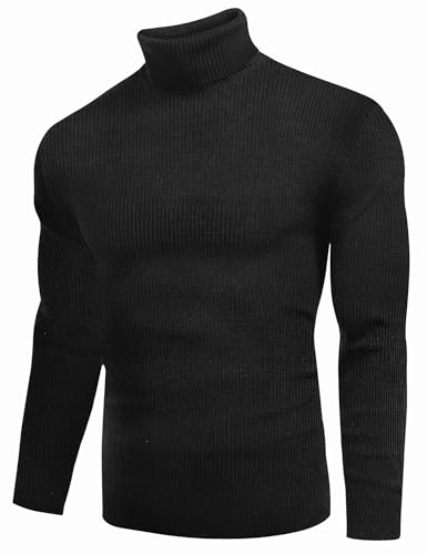 Ekouaer Mens Turtleneck Shirts Ribbed Lightweight Sweater Long Sleeve Casual Pullover Thermal Undershirts S-XXL2