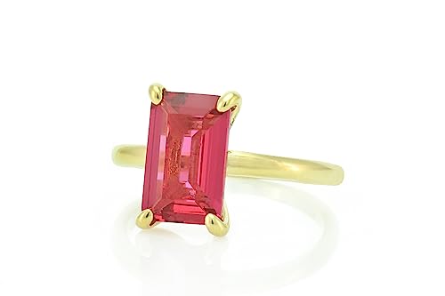 Bague de Fiançailles Tourmaline Rose et Or Massif Prone
