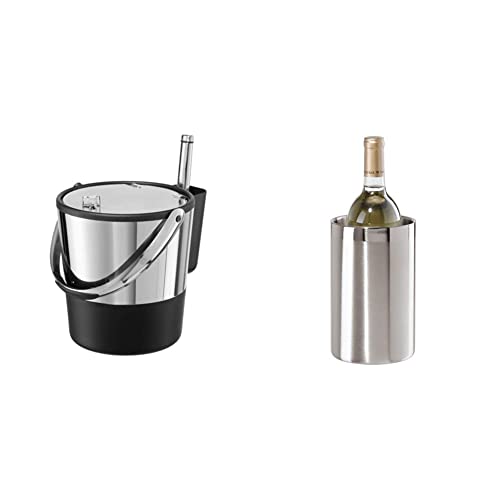 Image of Oggi Insulated Ice Bucket with Lid and Stainless Steel Wine Cooler
