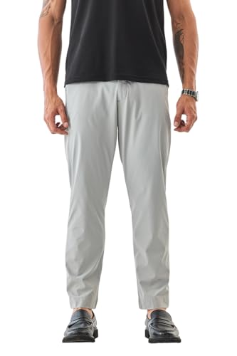 Image of SNITCH Men Trousers | Slim Fit Mid Rise Solid Design | Rayon Blend with Medium Stretch & Smooth Texture | Button & Zip Closure for Casual & Office Wear