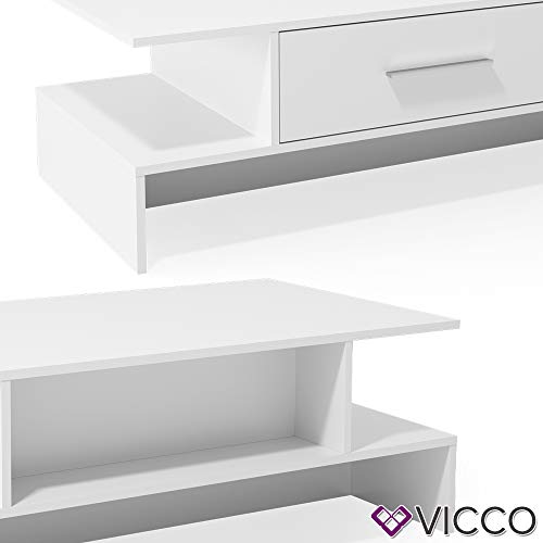 VICCO Couchtisch TADE Weiß Sofatisch Kaffeetisch Beistelltisch Ablage Schublade – Bild 7