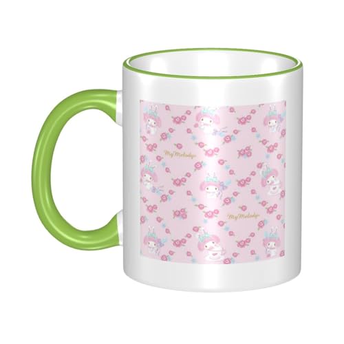 マイメロディ マグカップ 保温・保冷 電子レンジ対応 コーヒーカップ 陶器 セラミック 耐高温 軽量 個性人気 誕生日プレゼント大容量 Green