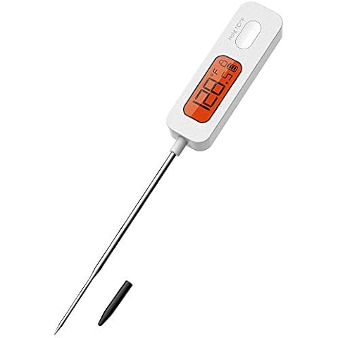 BFOUR Meat Thermometer Digital Cooking Roasting Thermometer with Instant Read LCD Big Screen Best for Food, Meat, Grill, BBQ, Milk, and Water Turkey,White(Battery Included) Cover