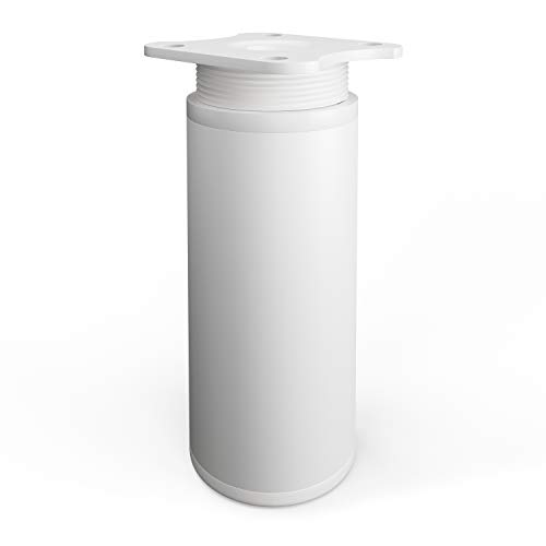 sossai® MFR1 Designer Furniture Feet Height Adjustable Set of 8 Round Profile Diameter 40 mm Colour: White Height: 100 mm (+20 mm) Material: Aluminium - Image 3