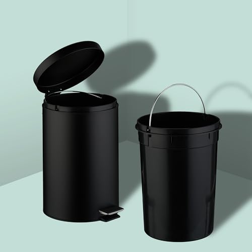 Image of Relaxdays Kitchen Bin 20 Litre with Lid Removable Inner Bucket Foot Pedal Matt Design Pedal Bin Black