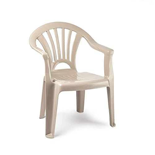 CABLEPELADO Silla Infantil de Plástico para Jardín, Terraza, Patio y Camping - Apta para Niños, Altura Total 49.5 cm, Beige