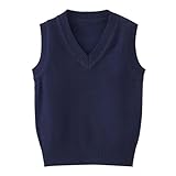 [Enfants Chéris] スクールベスト キッズ 女の子 男の子 学生 Vネック ジュニア 制服 ニットベスト 通園通学通勤 綿 無地 春秋冬 小学生 中学生 高校性 女子 トップス セミフォーマル重ね着 紺160